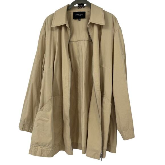 LAFAYETTE 148 NEWYORK Jacket Beige Cotton Blend Stretch Zip Pockets Size 1X - Picture 3 of 13